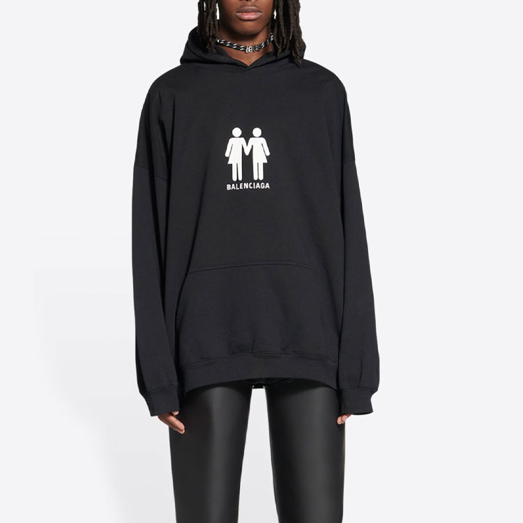 Purchase Balenciaga PRIDE 22 FW22 Logo Print Hoodie Unisex Black - Oversized Fit. 651799TMVO31070
