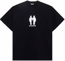 Lookbook 巴黎世家 PRIDE 22 雙人肖像多國旗標誌黑色短袖男款。 694576TMVO21070