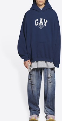 Balenciaga Pride Boxy Hoodie 'Navy/White/Grey' Lookbook Balenciaga Pride Boxy Hoodie 'Navy/White/Grey'