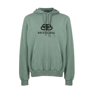 Balenciaga Printed Drawstring Hoodie Green 583215TFV619272