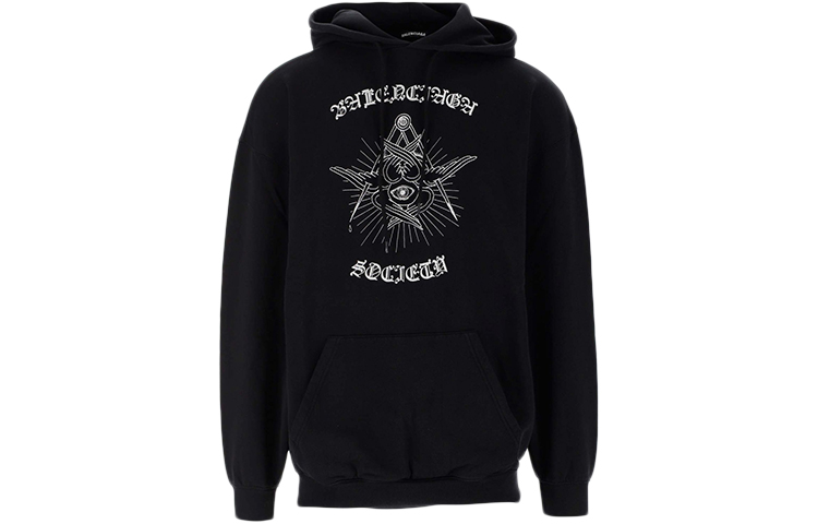 Balenciaga Printed Pullover Hoodie Black - 570811TJVE91000