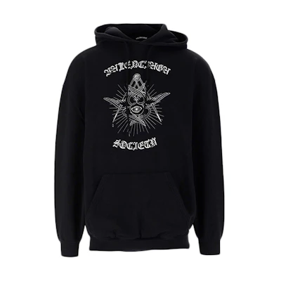 Balenciaga Printed Pullover Hoodie Black - 570811TJVE91000