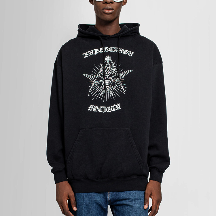Balenciaga Printed Pullover Hoodie Black - 570811TJVE91000 圖 4