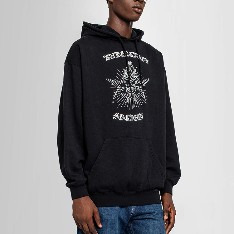 Balenciaga Printed Pullover Hoodie Black - 570811TJVE91000 圖 5