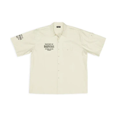 Balenciaga Property FW22 Logo Print Short Sleeve Shirt Off-White. 704387TKP249936