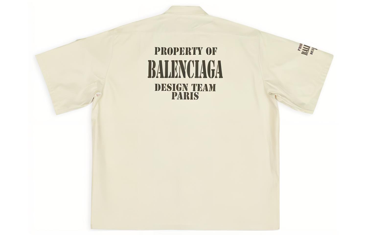 Lookbook Balenciaga Property FW22 Logo Print Short Sleeve Shirt  Off-White. 704387TKP249936