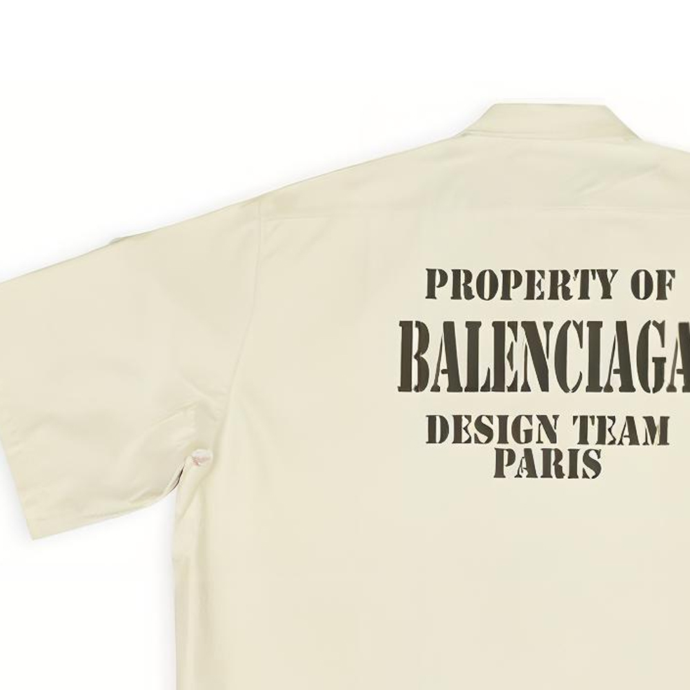 Sizing Balenciaga Property FW22 Logo Print Short Sleeve Shirt  Off-White. 704387TKP249936
