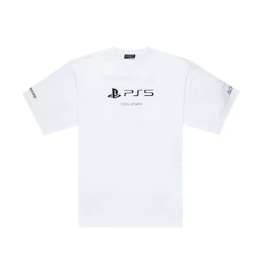Balenciaga PS5 Letter Geometric Print Short Sleeve T-Shirt Men’s White 651795TKVF39040