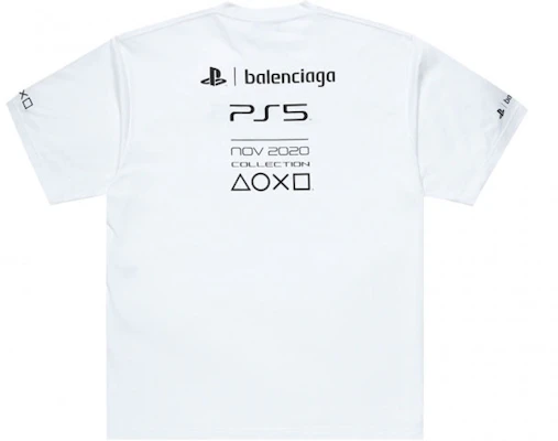 Balenciaga PS5 Letter Geometric Print Short Sleeve T-Shirt Men’s White 651795TKVF39040 Lookbook Balenciaga PS5 Letter Geometric Print Short Sleeve T-Shirt Men’s White 651795TKVF39040