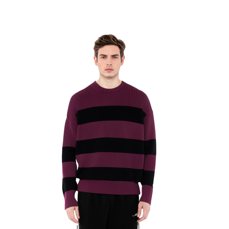 Purchase バレンシアガ パープル ロゴ ストライプ セーター 608760T31621087