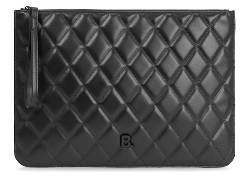 Balenciaga Quilted Clutch Bag Large Black