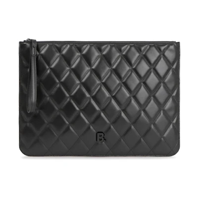 Balenciaga Quilted Clutch Bag Large Black