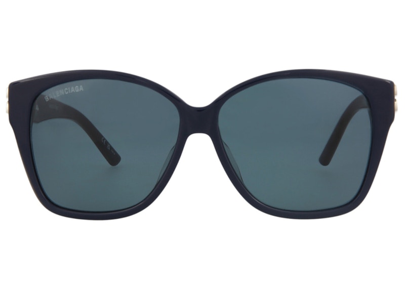Balenciaga Rectangle-Frame Acetate Sunglasses Blue/Silver (BB0135SA-30009996-004)