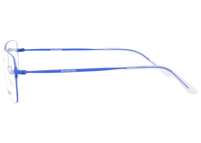 Lookbook Kacamata Hitam Balenciaga Bingkai Logam Biru/Transparan (BB0033O-30006632-004)