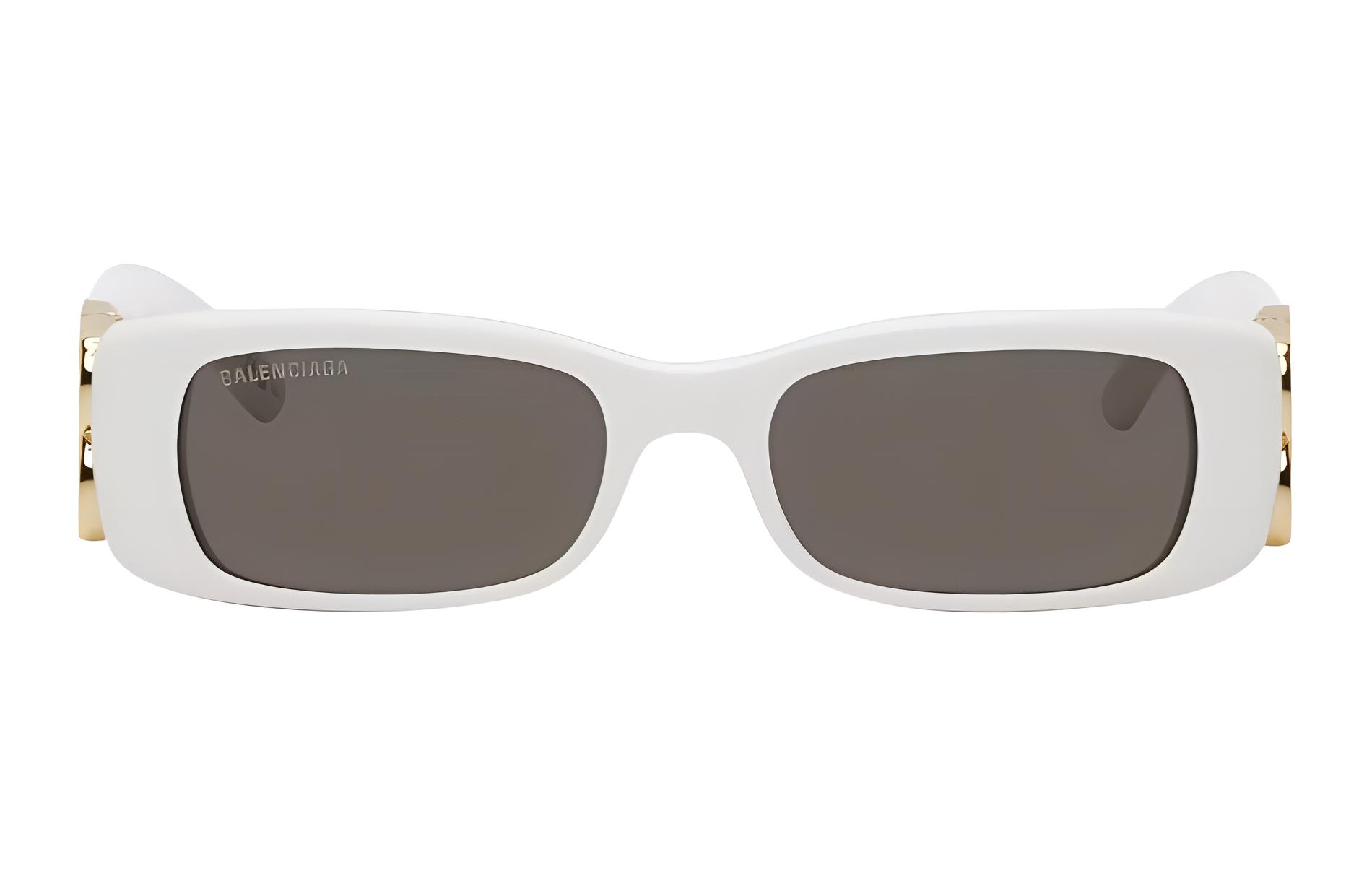 Balenciaga Rectangle Sunglasses White Unisex Couple Style Logo Design BB0096S011