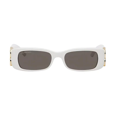 Balenciaga Rectangle Sunglasses White Unisex Couple Style Logo Design BB0096S011
