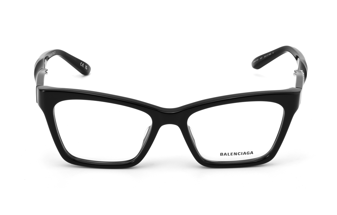 Balenciaga Rectangular Optical Eyeglasses Black Unisex Logo Frame BB0210O001
