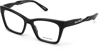 Shop Balenciaga 方形光學眼鏡 黑色 中性款 徽標鏡框 BB0210O001