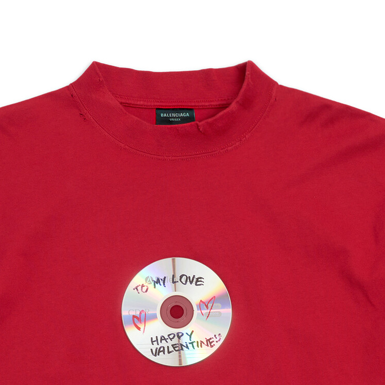 Shop 巴黎世家红色字母印花男女同款短袖圆领T恤. 764235TQVE46400