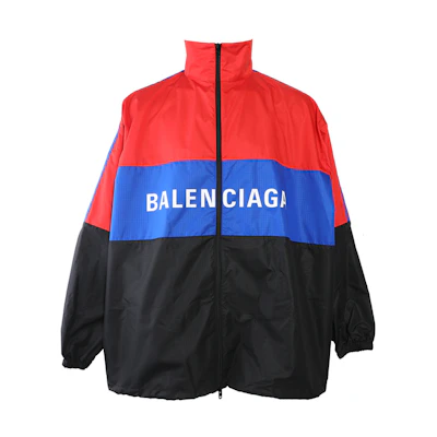 Balenciaga Red/Black Letter Print Zip-Up Jacket 534317TYD336210