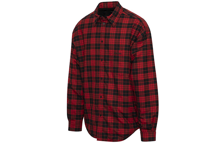 Shop Balenciaga Red Checkered Long Sleeve Shirt 642339TJO276167