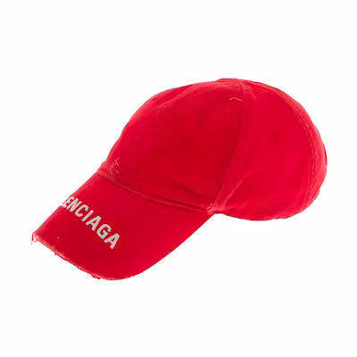 Balenciaga Red Cotton Baseball Cap with Letter Logo. 673318410B26377