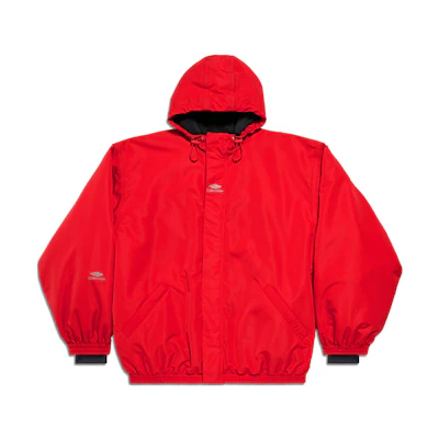 Balenciaga Red Logo Print Hooded Parka Ski Jacket 773988TPO416400