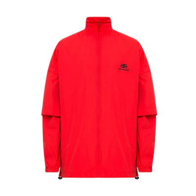 Balenciaga Red Loose Fit Zip-Up Jacket with Logo Design 602278TG0116010