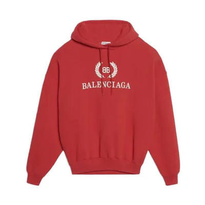 Balenciaga Red Solid Color Hoodie with Letter Print 547765TCV316400