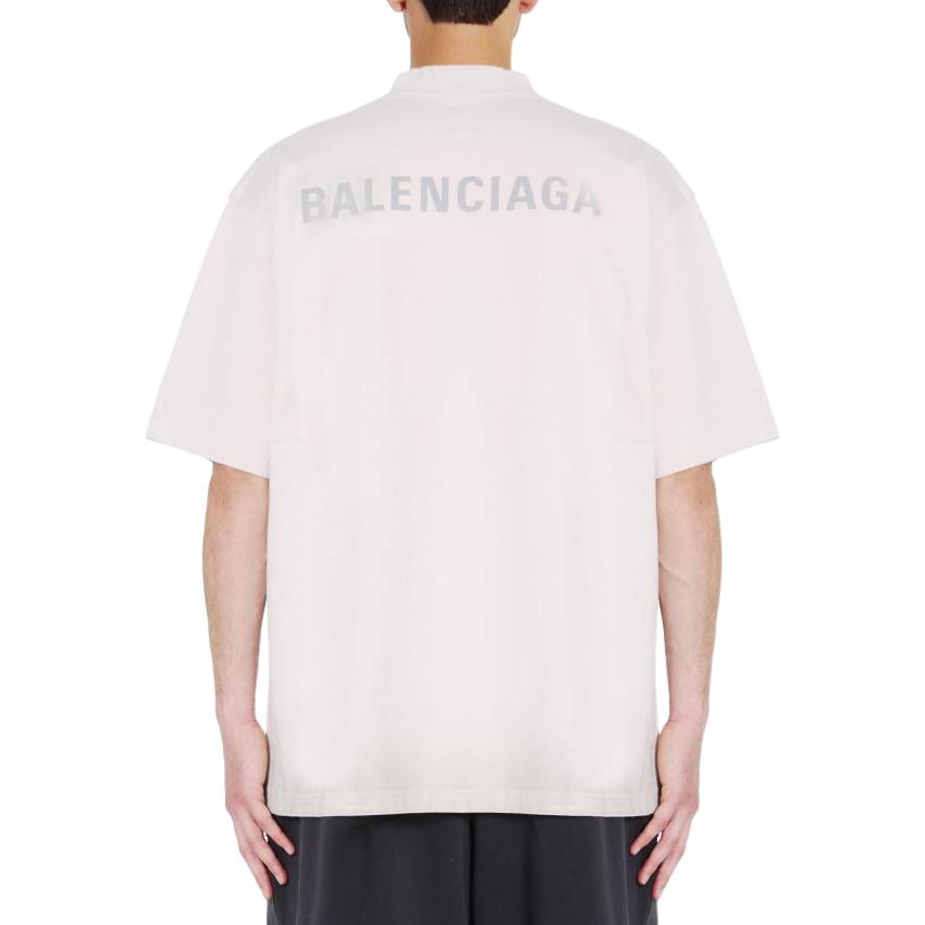 Balenciaga Reflective Logo Print Crewneck T-Shirt  White 764235TQVN19016 圖 3