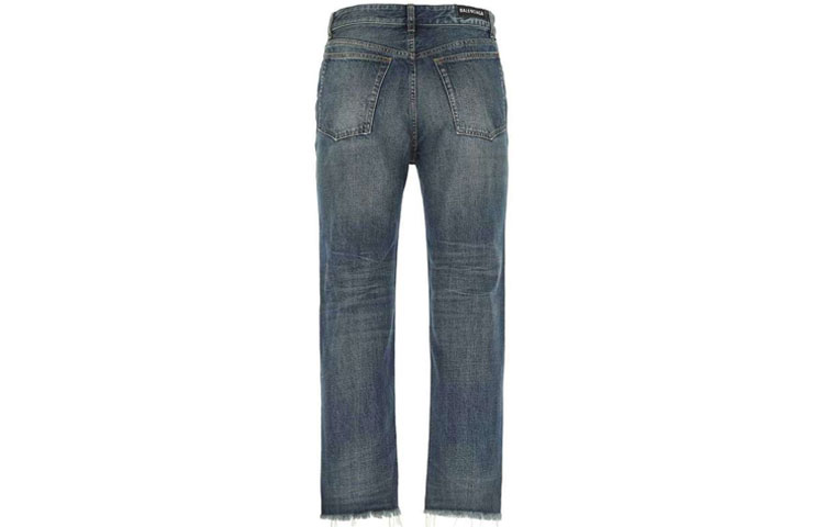 Lookbook 巴黎世家常规版复古直筒棉质牛仔裤蓝色 657622TJW594915