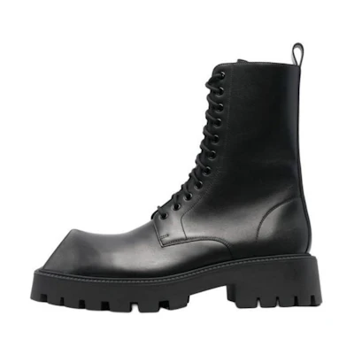 Balenciaga Rhino 25mm Lace Up Boots 'Black Smooth Calfskin'