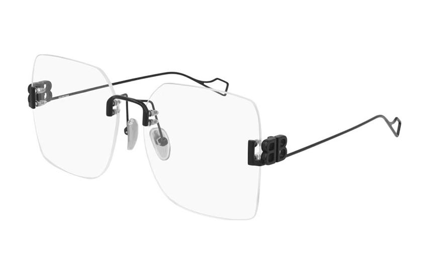 Balenciaga Rimless Ultra-Light Alloy Square Optical Glasses Black Unisex 0113O