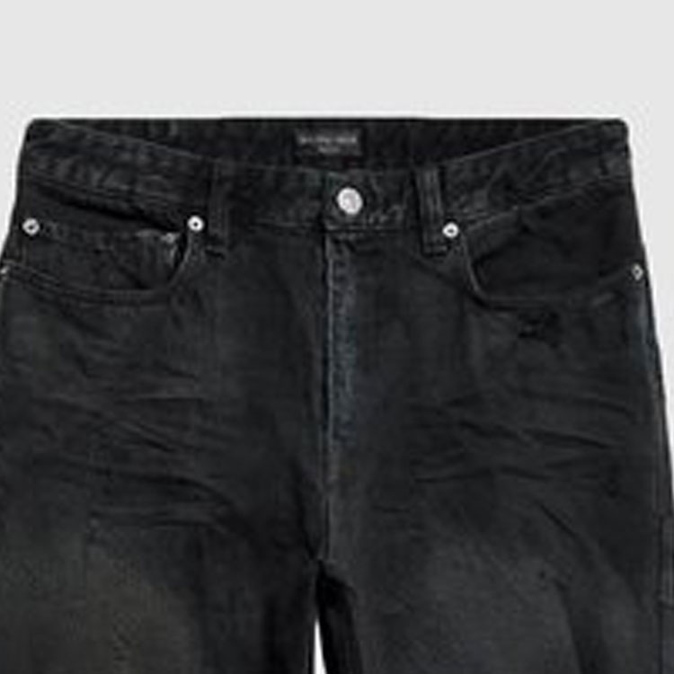 Balenciaga Ripped Distressed Mid-Rise Straight-Leg Jeans Unisex Black 745151TBP471363 圖 3