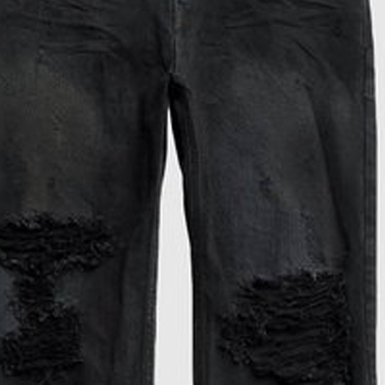 Balenciaga Ripped Distressed Mid-Rise Straight-Leg Jeans Unisex Black 745151TBP471363 圖 4