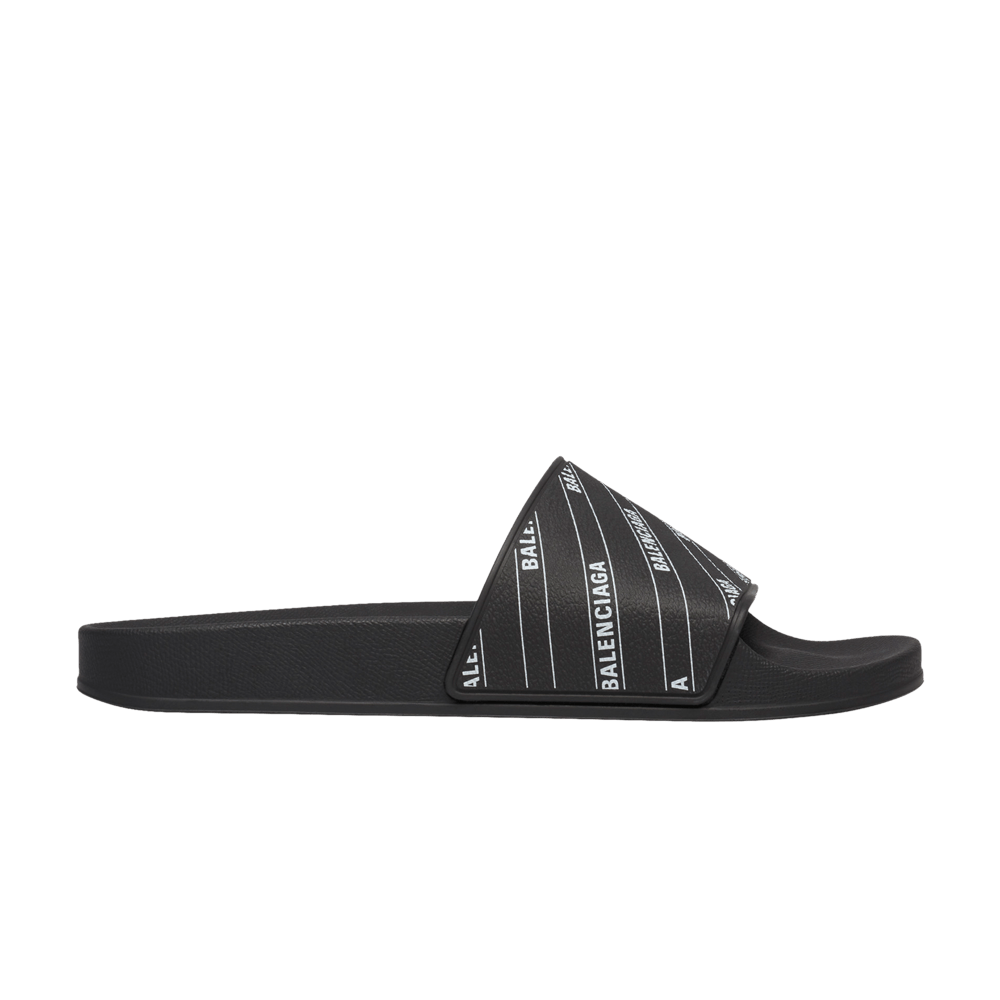 Balenciaga Rubber Slides 'Stripe Logo Piscine - Black' 565827-W1S90-1006