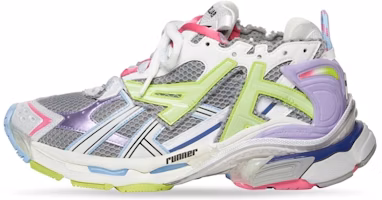 Balenciaga Runner Leather Free Grey Light Purple Neon Yellow White 677403W3RBP1745 Balenciaga Runner Leather Free Grey Light Purple Neon Yellow White 677403W3RBP1745