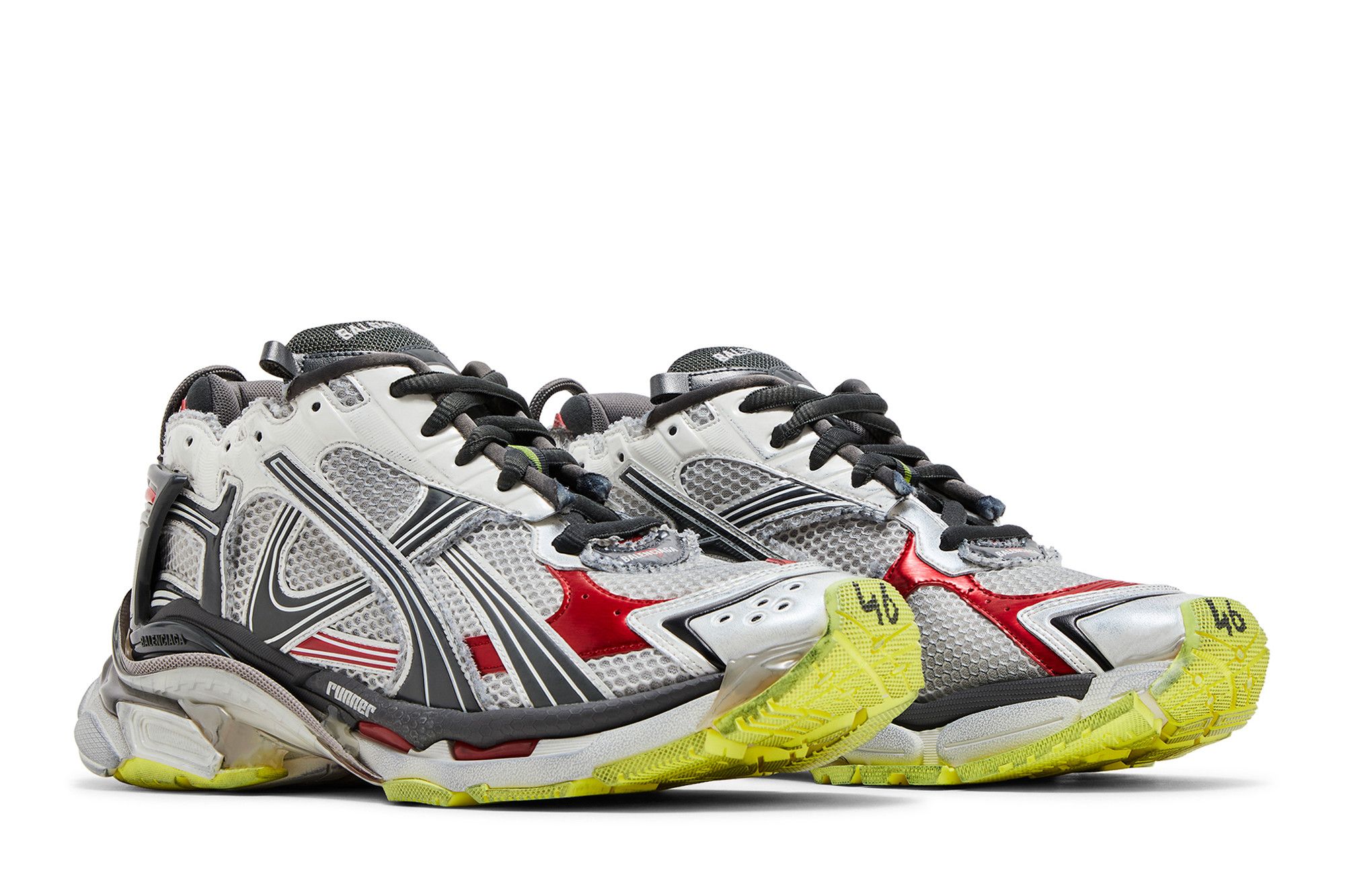 Cheap 巴黎世家 跑步運動鞋『黑白紅螢光黃』772774-W3RMU-9167