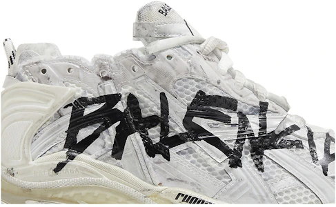 Lookbook Balenciaga巴黎世家 Runner 塗鴉 網布 繫帶 低筒 運動休閒鞋 男款 白黑色 做舊版