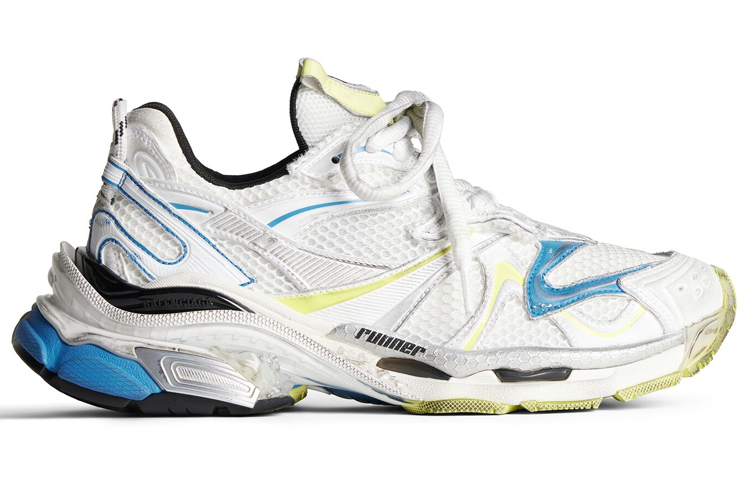 Order Balenciaga巴黎世家 Runner 2.0 網布 老化風格 系帶 低筒 爸爸鞋 男款 白黃藍