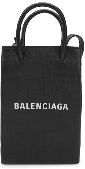 balenciaga-shopping-phone-holder-bag-black