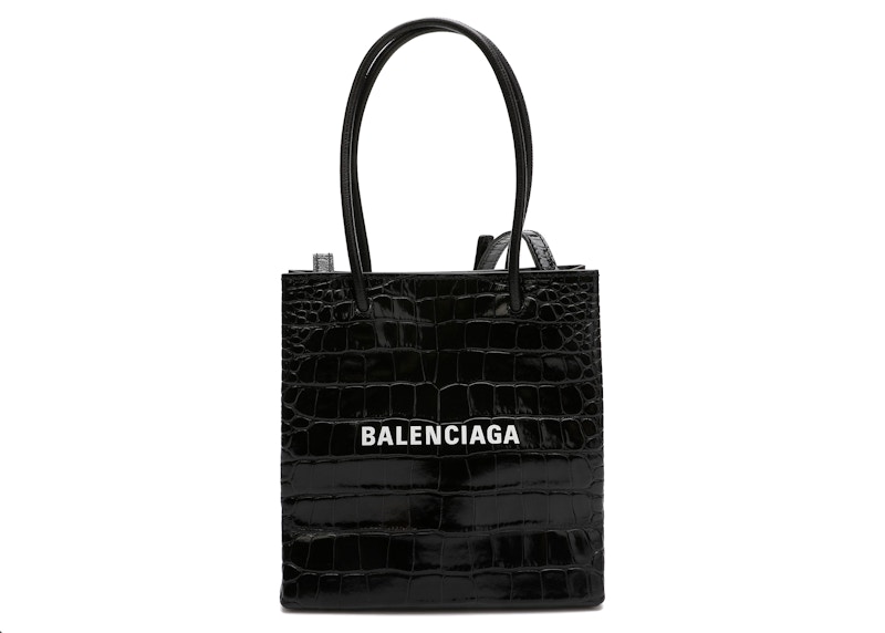 Buy Balenciaga Shopping Tote Bag XXS Crocodile Effect Black