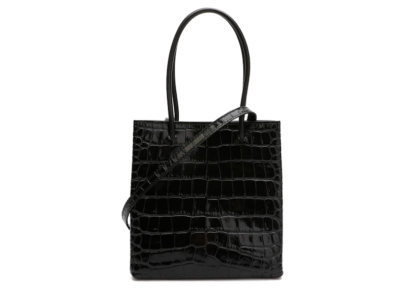 Lookbook 巴黎世家XXS黑色鱷魚紋購物托特包
