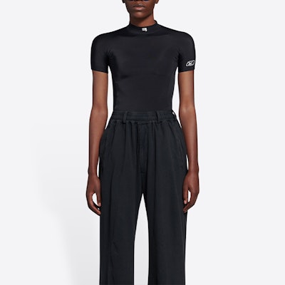 Balenciaga Short-Sleeve Fitted Top 'Black/White' Shop Balenciaga Short-Sleeve Fitted Top 'Black/White'