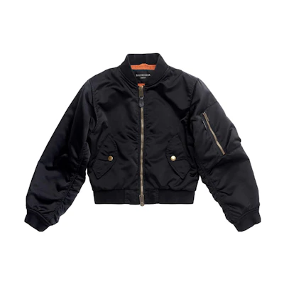 Balenciaga Shrunk SS23 Black Oversized Short Bomber Jacket. 746478TYD311000
