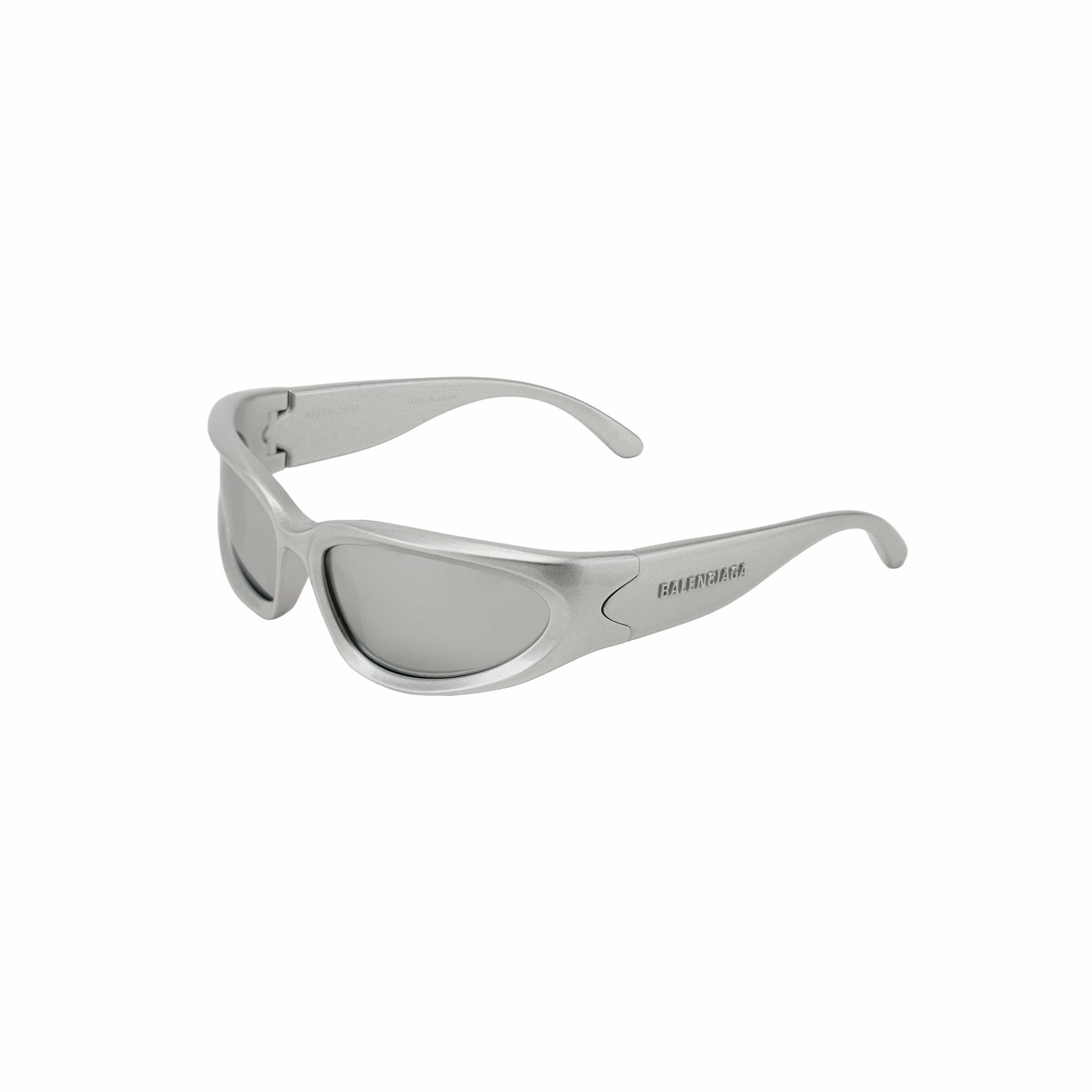 Balenciaga Silver Cat-Eye Sunglasses with Letter Engraving for Men. BB0157S004