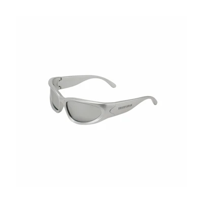 Balenciaga Silver Cat-Eye Sunglasses with Letter Engraving for Men. BB0157S004