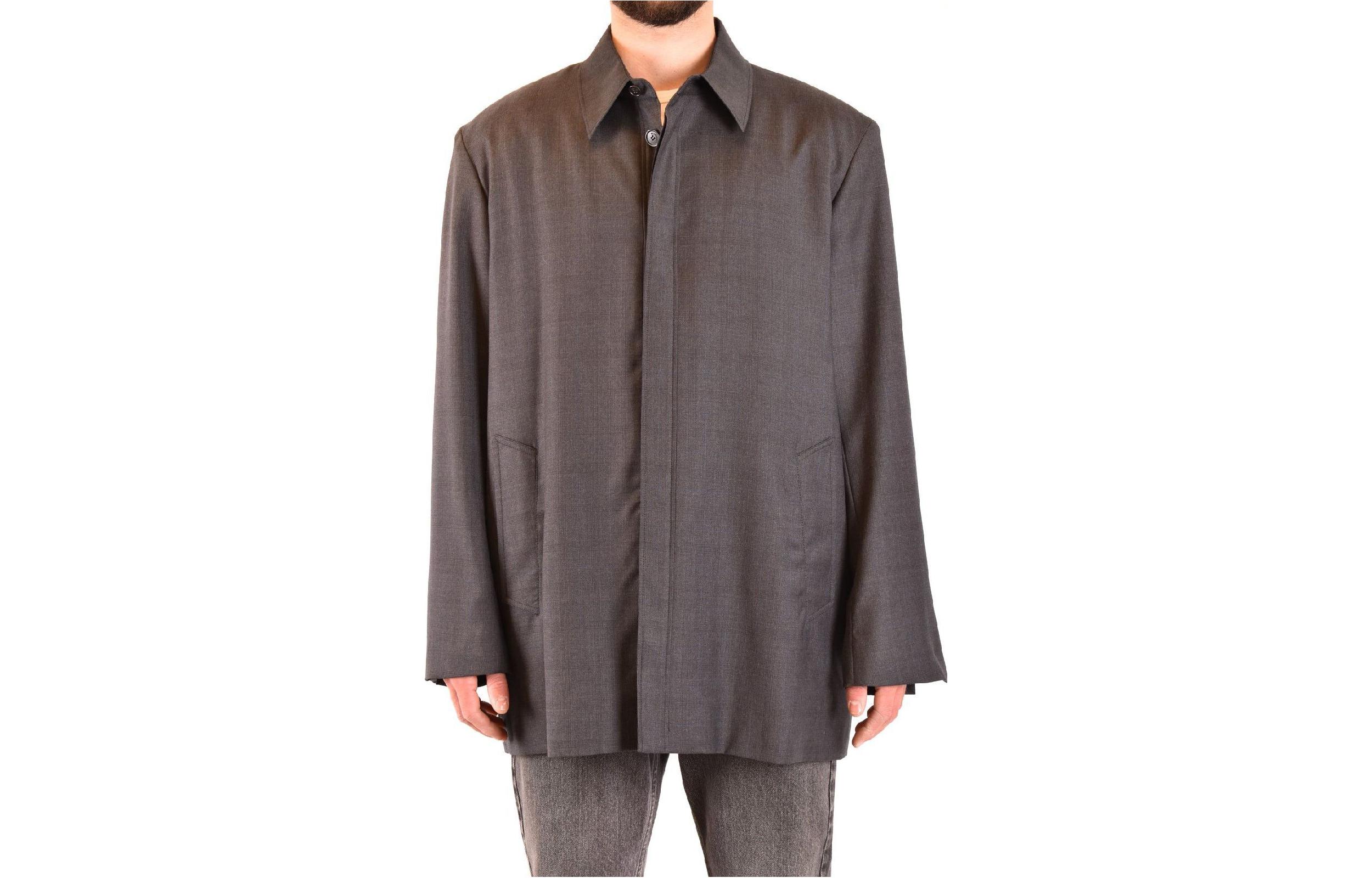 Balenciaga Single-Breasted Solid Gray Long-Sleeve Jacket 583838TFTT07124