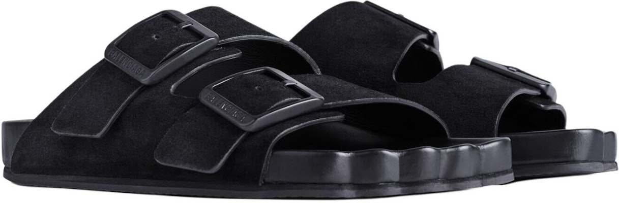 Balenciaga巴黎世家 皮革 通用舒適 一字拖鞋 男款 黑色 Lookbook Balenciaga巴黎世家 皮革 通用舒適 一字拖鞋 男款 黑色