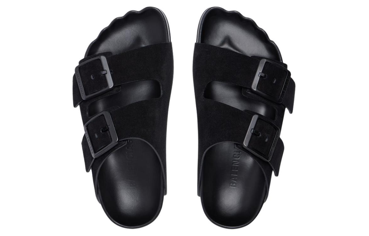 Purchase Balenciaga巴黎世家 皮革 通用舒適 一字拖鞋 男款 黑色